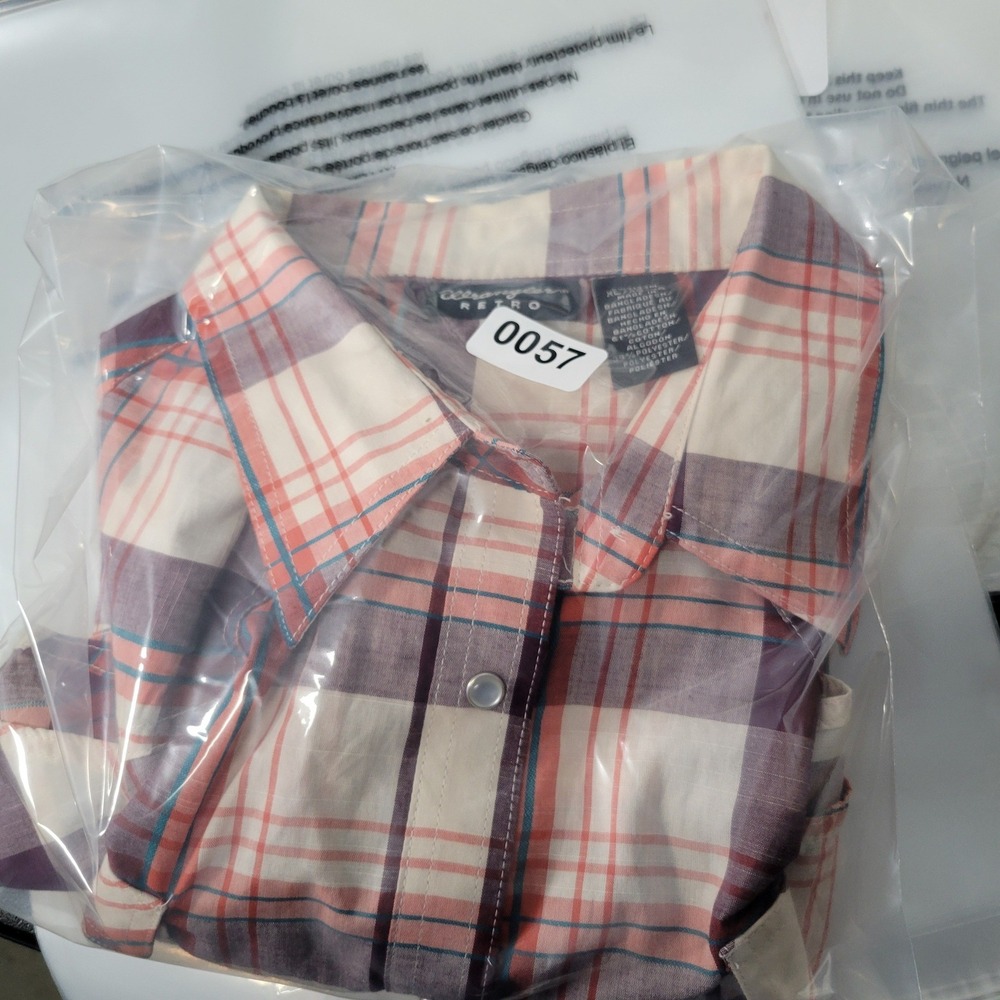 Wrangler Retro Mens XL Plaid Western Snap Shirt Purple Orange Cotton Blend - Picture 15 of 15
